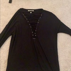 Lace Up Black Top | Express